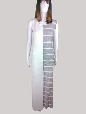Oookies Wear Handmade Sheer Knit Grey/White Two Side Maxi Sleeveless Dress